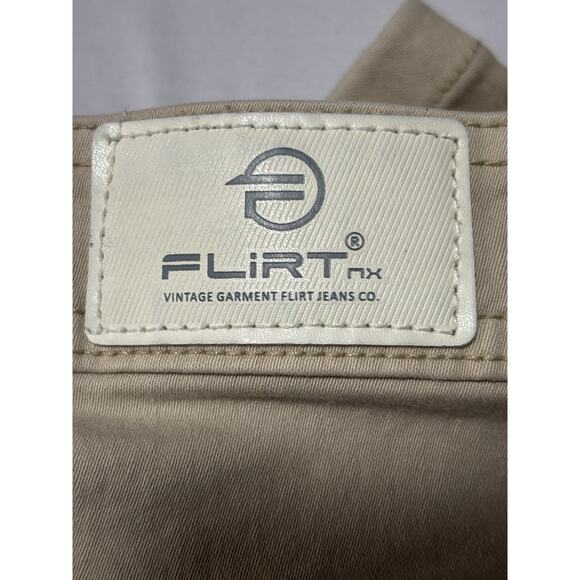 Flirt Women's 38 Beige Capri Denim Jeans Basic Essential Travel Neutral Stretch - Picture 5 of 8